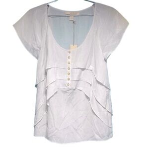 Brand New Banana Republic Heritage Ruffled Lightweight Button Blouse Size Small